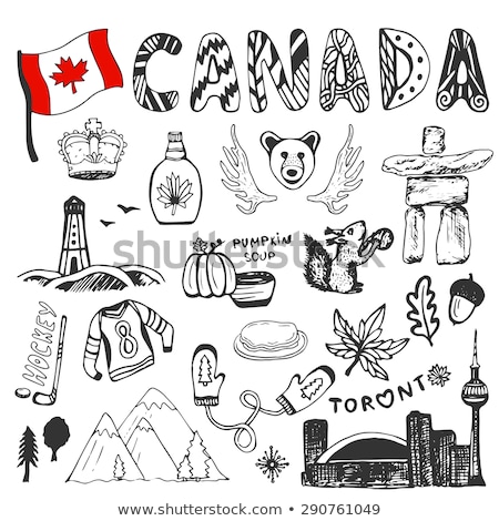 ストックフォト: Cute Sticker Canadian Flag Vector Illustration