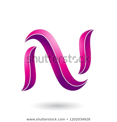 Stockfoto: Magenta Striped Snake Shaped Letter N Vector Illustration