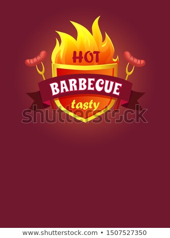 Сток-фото: Hot Barbeque Heraldry Icon Burning Fire Sausages