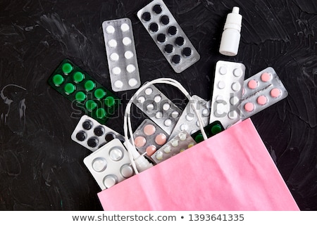 Stok fotoğraf: Shopping Bag Assorted Medicine Pills And Blister