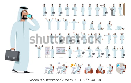 Stock photo: Business Man With Briefcase Set Of Poses Emotions