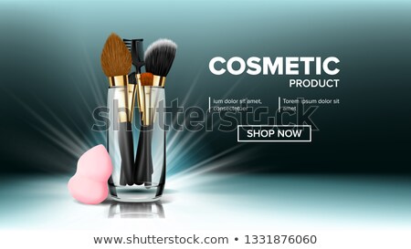 Stock fotó: Makeup Brush Banner Vector Glass Cup Big Product Abstract Tools Hygiene Package Cosmetic Beauty