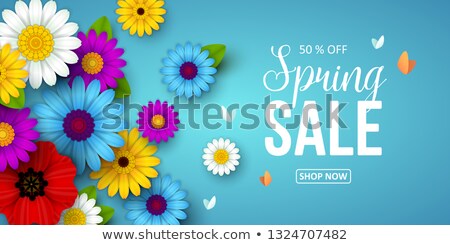 Foto d'archivio: Spring Sale Best Offer Promo Poster With Flowers