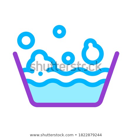 Stok fotoğraf: Laundry Service Soapsuds Bowl Vector Line Icon