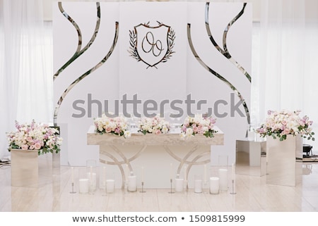 Сток-фото: Luxurious Wedding Presidium In White With Silver Elements