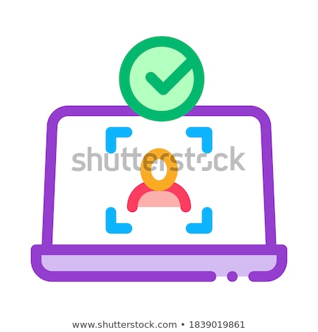 Stock fotó: Laptop Person Identity Icon Vector Outline Illustration