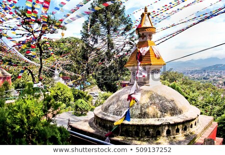 Stockfoto: Monkey At Buddhist Shrine Swayambhunath Stupa Nepal Kathmandu