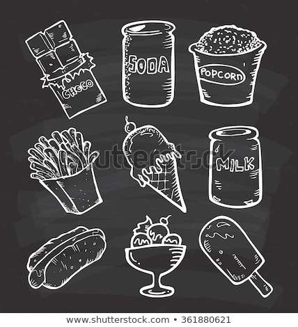 Stockfoto: Corn Dog Icon Drawn In Chalk