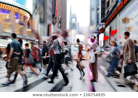 Stock fotó: People Moving In Crowded City Street Blurred Urban Background