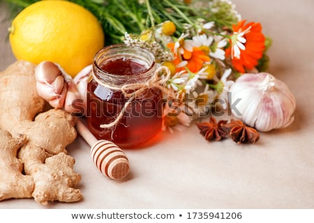 Сток-фото: Honey With Flower And Lemon