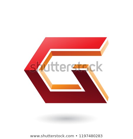 Stok fotoğraf: Red And Orange 3d Angled Icon For Letter G Vector Illustration