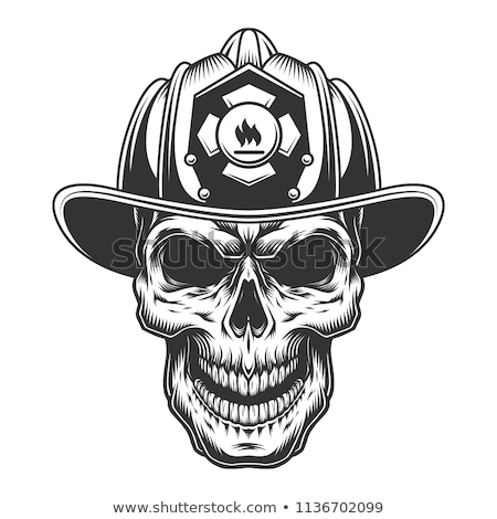 Stockfoto: Sketch Fireman Skull