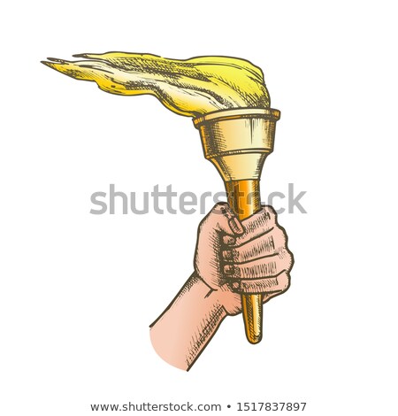 Zdjęcia stock: Torch Hand Holding Burning Stick Color Vector