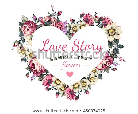 Foto stock: Heart Shaped Frame With Roses