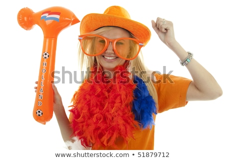 [[stock_photo]]: Soccer Supporter With Blown Up Hammer