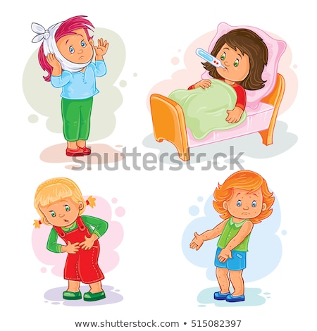 [[stock_photo]]: Little Girl With A Thermometer In Bed