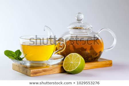 Stock fotó: Glass Of Green Tea With Lime