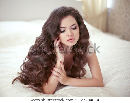 Stock fotó: Wavy Brown Hair Glamour Fashion Woman Portrait With Professiona