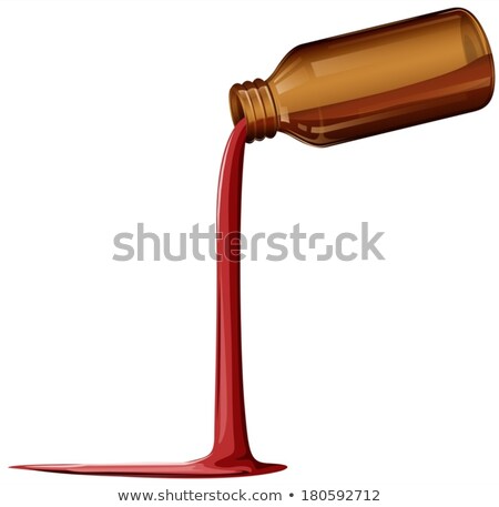 Stok fotoğraf: A Light Brown Medical Bottle With Spilled Syrup