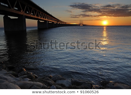 Stockfoto: Rocks Sea And Oresund Bridge