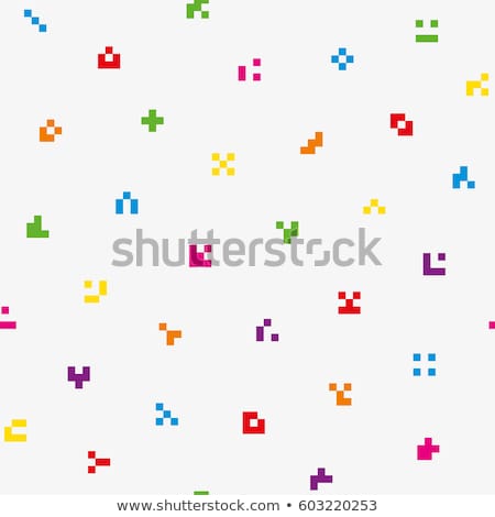 Stock photo: Multicolor Abstract Pixelated Icons Seamless Pattern