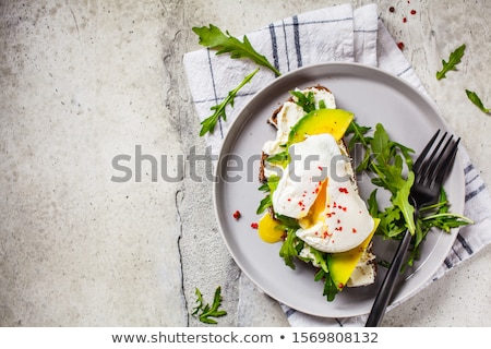 Stockfoto: Homemade Avocado Poached Egg Sandwich