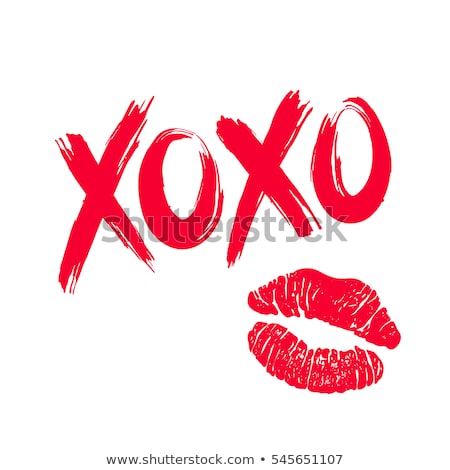 Stok fotoğraf: Lipstick Kiss Print White Background