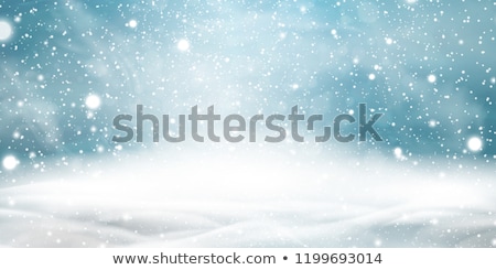 Stockfoto: Christmas Snow Falling Snowflakes On Blue Background Snowfall Vector Illustration