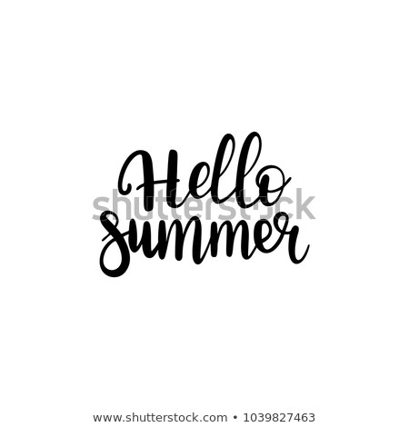 Stockfoto: Hello Summer Black Brush Handwriting Lettering Isolated