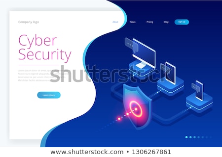 Stockfoto: Industrial Cybersecurity Concept Vector Illustration
