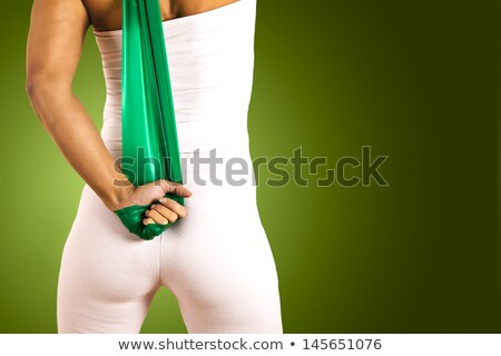 Foto stock: Model In Gymnastics With Stretch Band