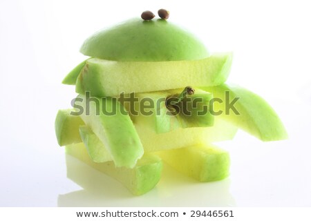 Foto stock: Friendly Fruit Monster Made From One Whole Apple