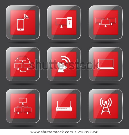 Foto stock: Telecom Communication Square Vector Red Icon Design Set 2