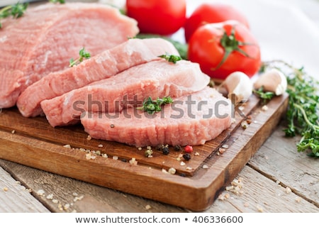 Stock photo: Raw Pork Tenderloin And Vegetables