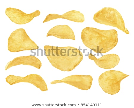 Сток-фото: Pile Potato Chips Isolated Fast Food Fried Potatoes Vector Ill