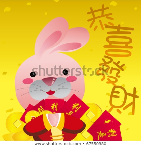 Stok fotoğraf: Happy New Year Of The Rabbit 2011 Chinese Gold Coin Red