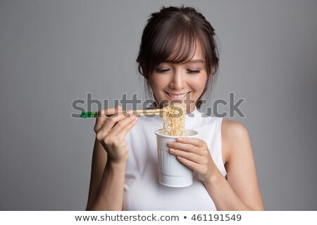 Stok fotoğraf: Asian Girl With Noodles