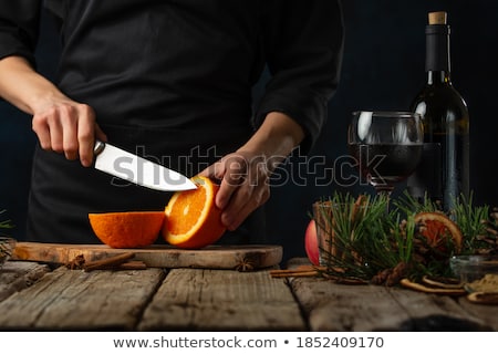 Stock fotó: Close Up Of Tea Cup With Christmas Decoration On Wooden Table