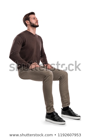 boy in Sitting pose on white background | Stock vector | Colourbox