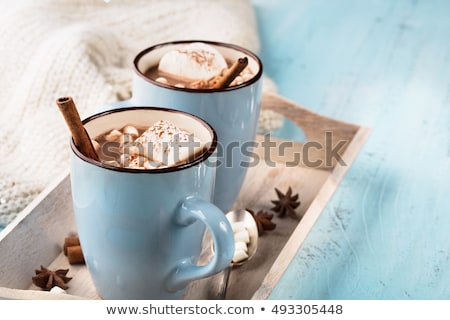 Stock fotó: Hot Chocolate Dessert With Marshmallows On Wooden Background
