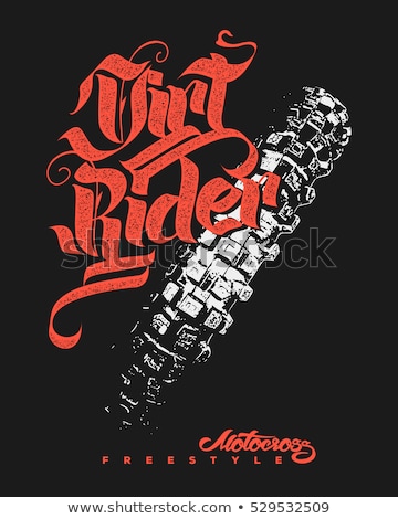 Foto stock: Freestyle Lettering Typography Emblem Extreme Sport T Shirt Bmx Skateboard Rider Print Vector