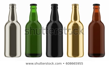 Stock foto: Green Beer Bottles With Blank Label 3d Rendering