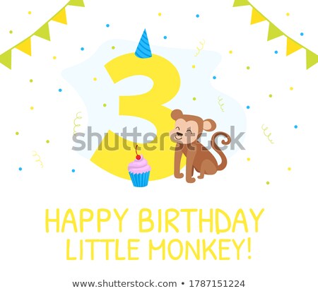 Foto stock: Three Banner Template With Happy Monkeys