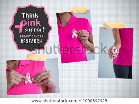 Stockfoto: Think Pink Text And Breast Cancer Awareness Photo Collage