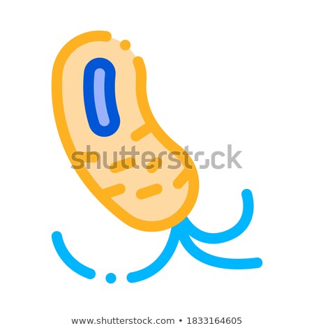 Foto stock: Microscopic Bacterium With Tails Vector Sign Icon