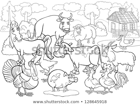 Stock photo: Bull Farm Animal Comic Character Coloring Book Page
