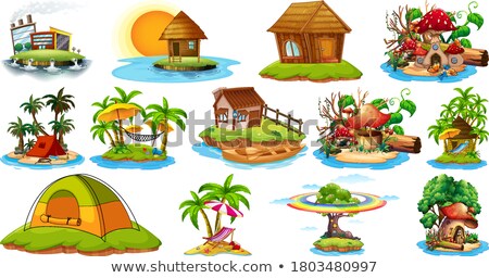 Stock photo: Set Of Different Bangalows And Island Beach Theme And Amusement