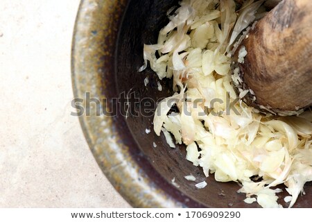 Stok fotoğraf: Pestle And Mortar With Garlic