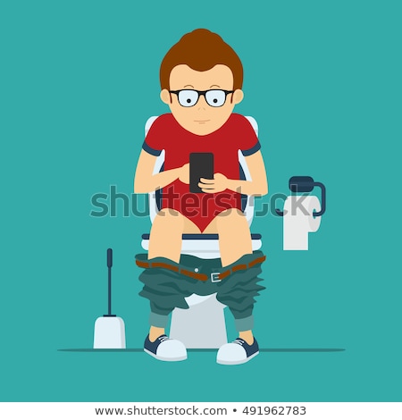 ストックフォト: Man Sitting On Toilet