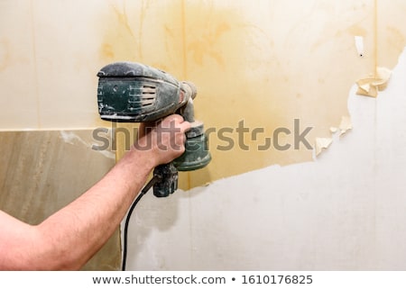 Stok fotoğraf: Removing Old Wallpaper In The Room